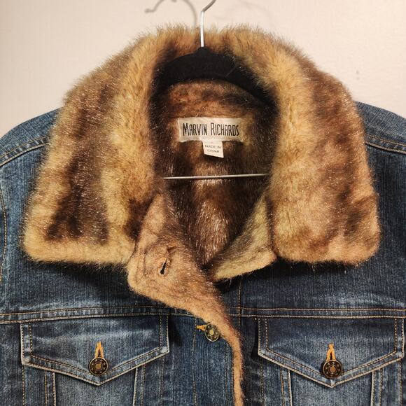 Vintage Marvin Richards Faux Fur Lined Jacket - KC Chiefs Leopard Back Design, L - Picture 3 of 7